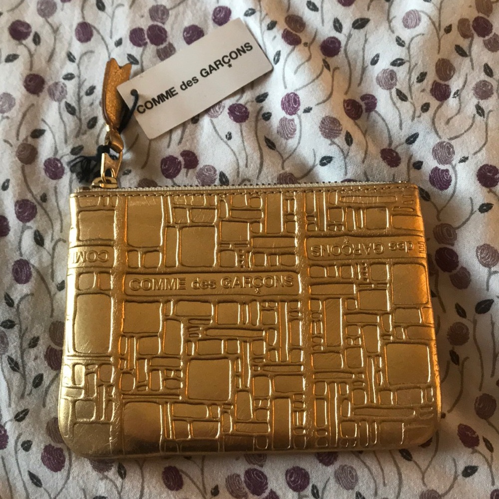 Comme des garçon embossed zip top pouch